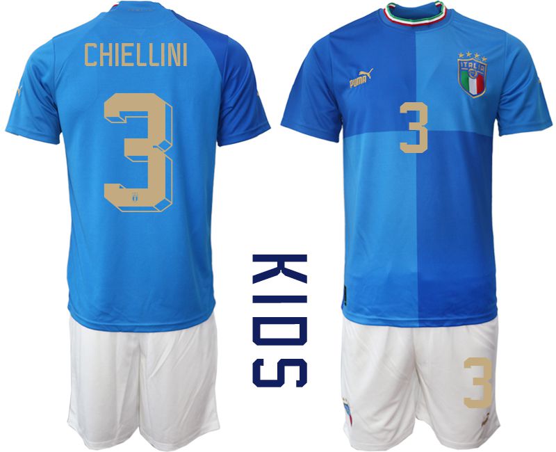 Youth 2022 World Cup National Team Italy home blue #3 Soccer Jerseys->japan jersey->Soccer Country Jersey